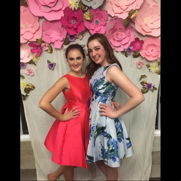 DressBarn Blue Flowered A-Line Style Short Dress - Picture 4 of 4